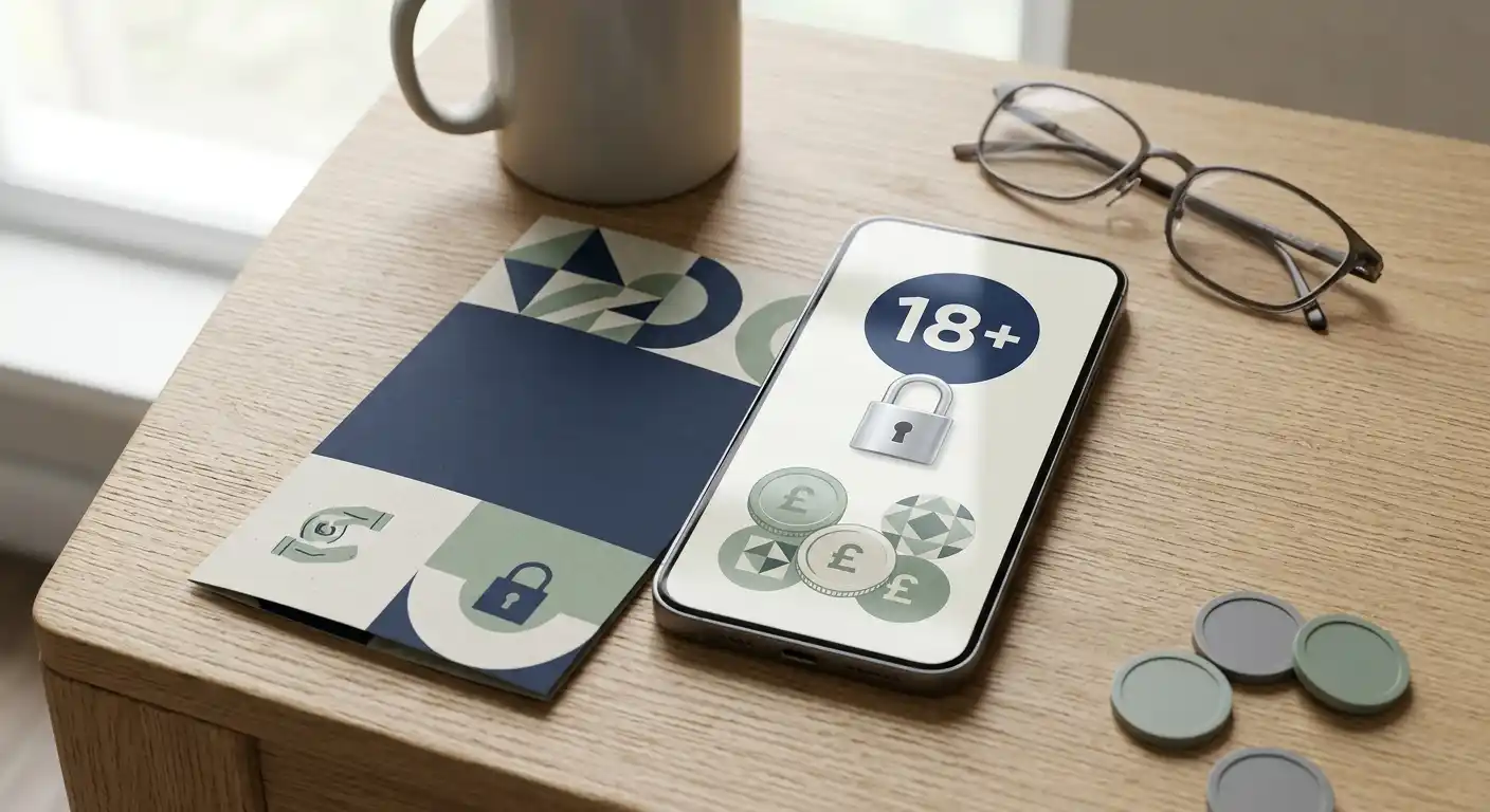 Responsible gambling illustration with 18 plus symbol and GBP context